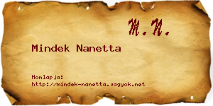 Mindek Nanetta névjegykártya